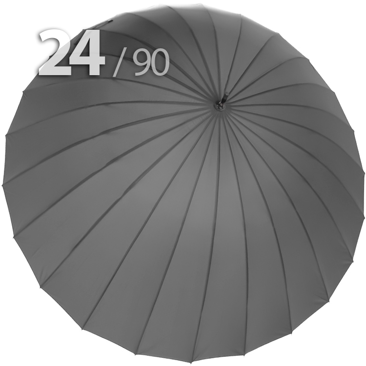 Зонт трость Ame Yoke L90-24 (03) Серый (супер большой купол, чехол на лямке, 24-спицы)
