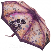 Зонт женский Diniya 103 (17178) Цветы кошки Розовый (сатин)