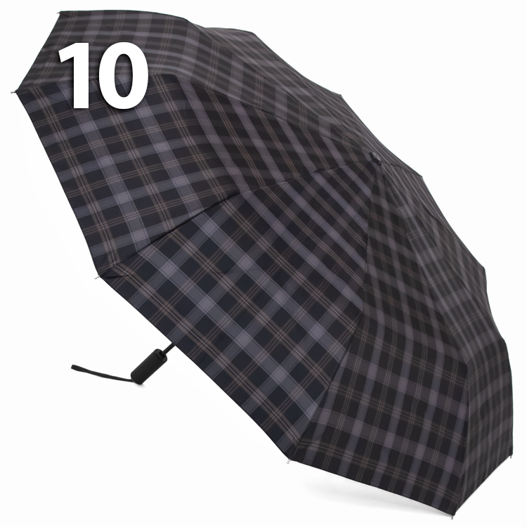 Зонт Три Слона M-6155 (17887) Клетка Черный, семейный с увеличенным куполом