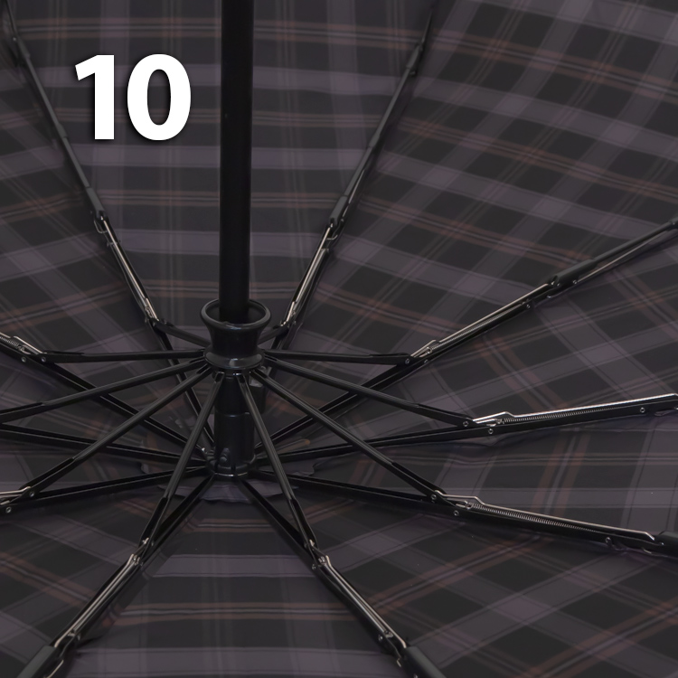 Зонт Три Слона M-6155 (17887) Клетка Черный, семейный с увеличенным куполом