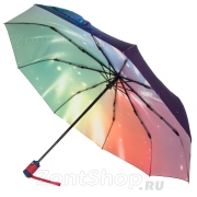 Зонт женский Amico 7114 17016 Радуга Пестрый (красная с синим ручка) сатин